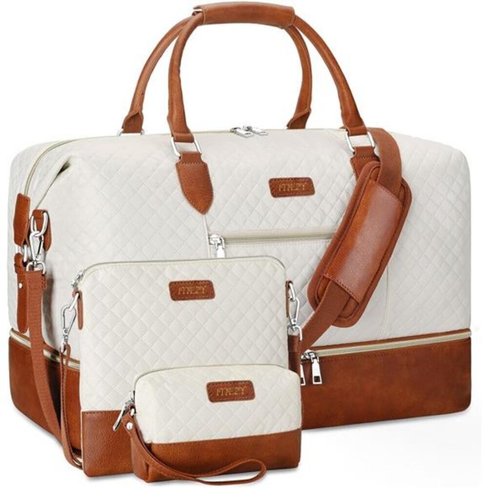 Travel Duffel Bag Set 3-Piece Weekender w/ Shoe Compartment